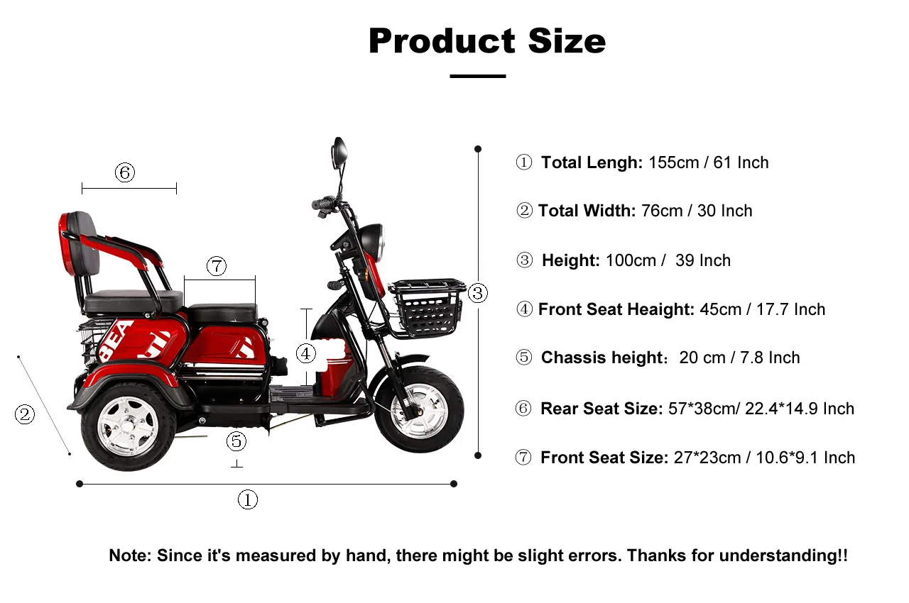 etrs 10 electric trike scooter size